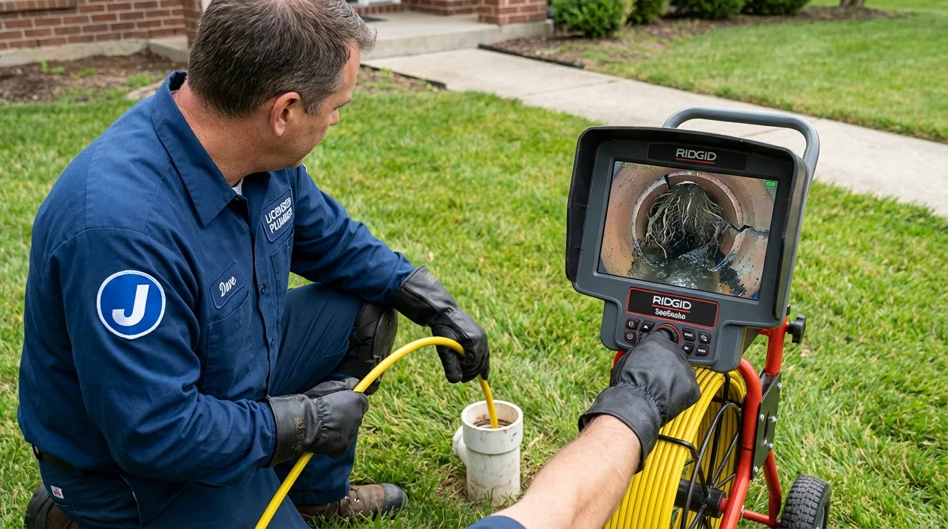 Sewer camera inspection being performed by Johns Plumbing LLC in LaGrange